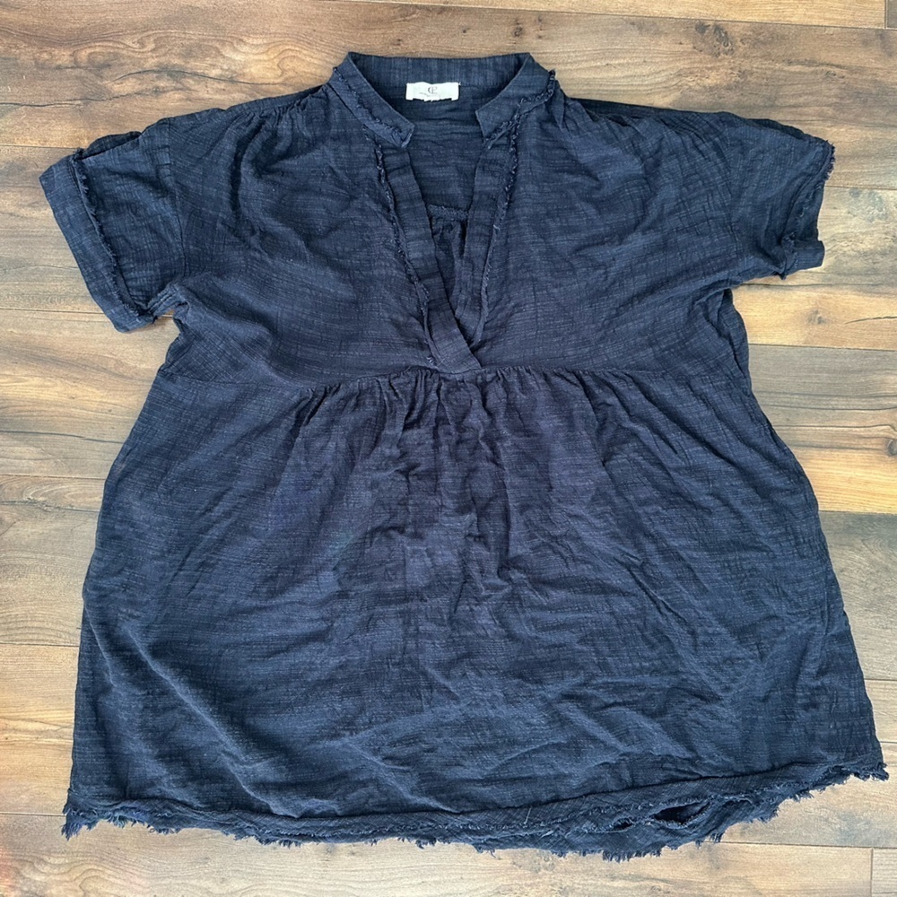 p.cill 100% Cotton Crinkle Gauze Tunic Top – Size S – Navy Blue